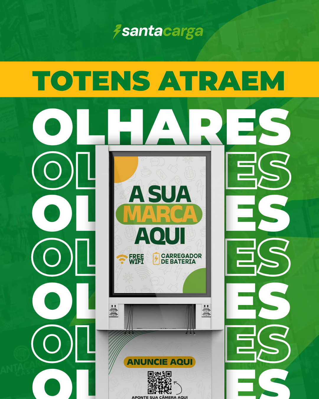 Carrossel de campanhas em totens digitais Santa Carga RJMarher para visibilidade de marca no Rio de Janeiro